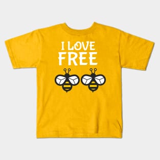 I Love "Free Bees" (Light) Kids T-Shirt